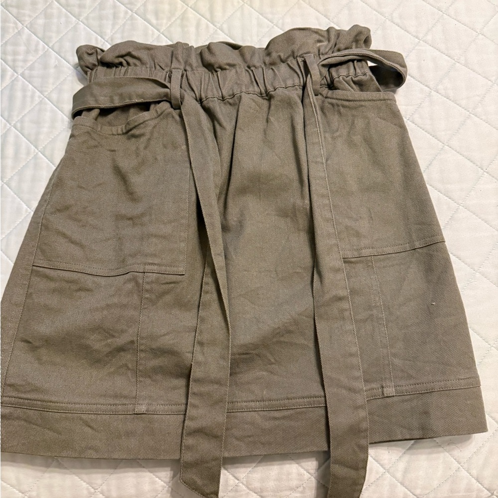 Casual Tan Mini Skirt with Belt